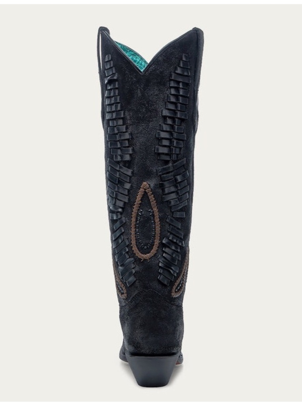 NWT Corral Women's Black Floral Embroidery Snip Toe Tall Top Cowboy Boots - Picture 2 of 8